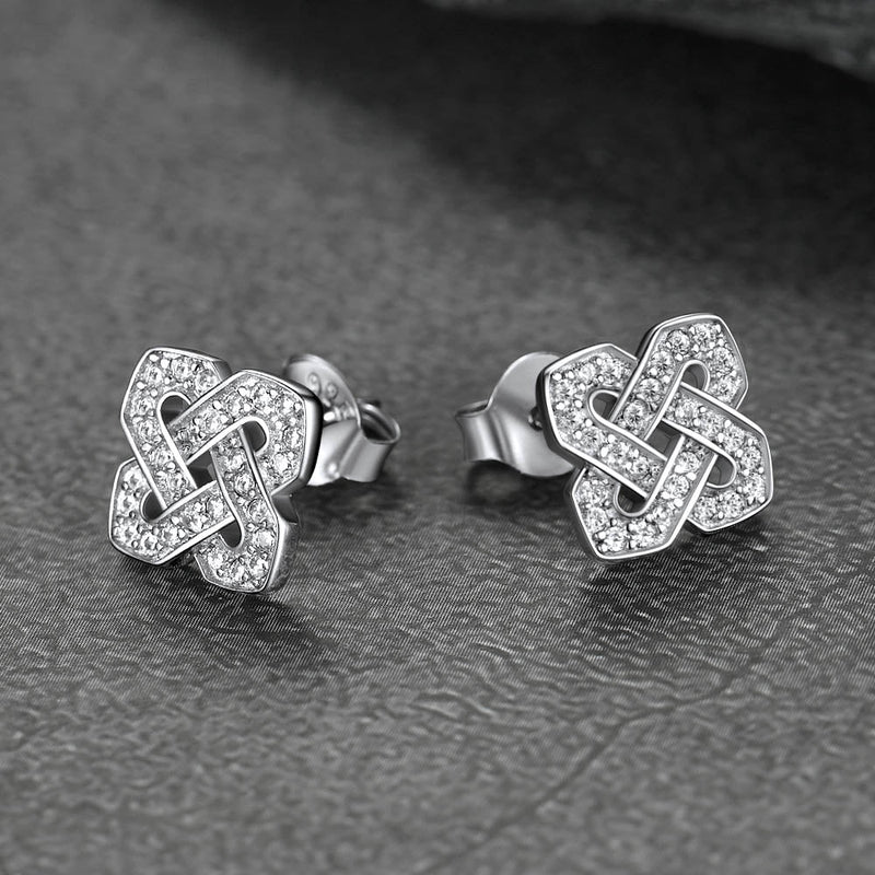 Cubic Zirconia Celtic Knot Earrings for in Silver