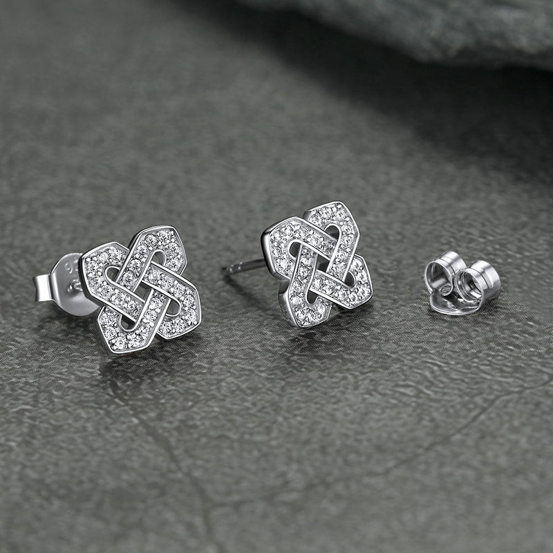 Cubic Zirconia Celtic Knot Earrings for in Silver