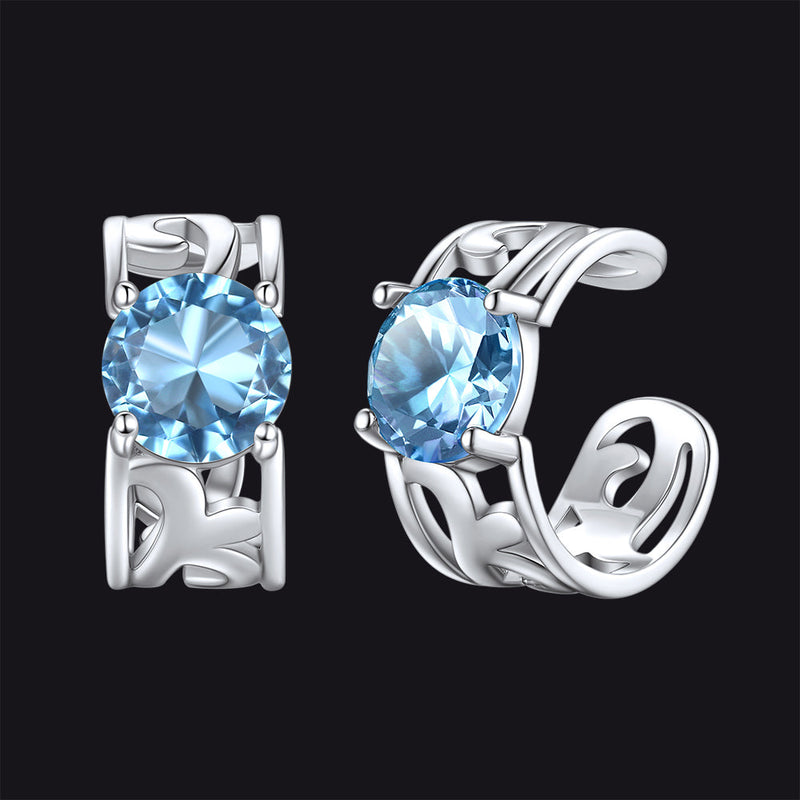 Sterling Silver Celtic Birthstone Ear Cuffs Earrings for
