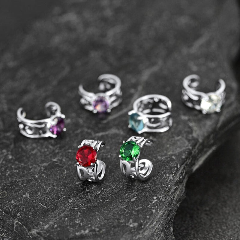 Sterling Silver Celtic Birthstone Ear Cuffs Earrings for