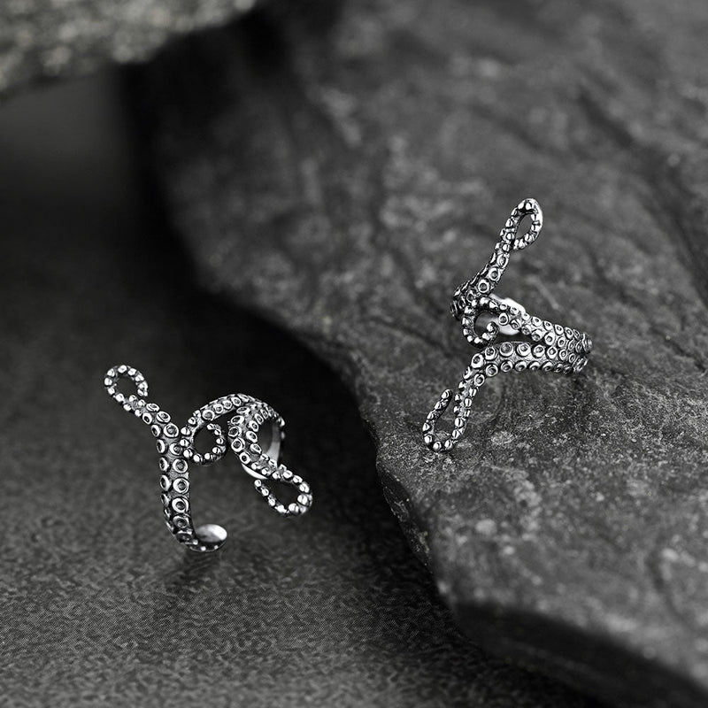 Sterling Silver Octopus Ear Cuff Earrings for