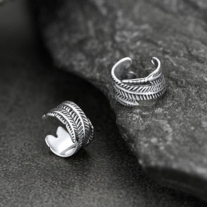 Sterling Silver Feather Ear Cuff Earrings for