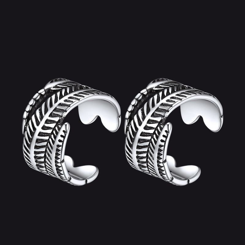 Sterling Silver Feather Ear Cuff Earrings for