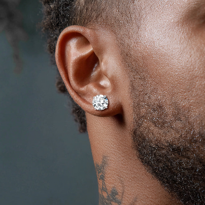 Sterling Silver Diamond Stud Earrings for