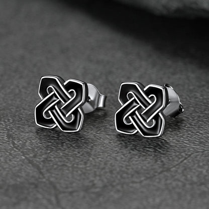 Flash Black Celtic Knot Stud Earrings for in Silver