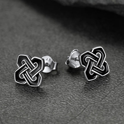 Flash Black Celtic Knot Stud Earrings for in Silver
