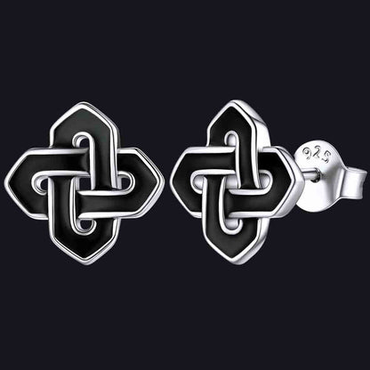 Flash Black Celtic Knot Stud Earrings for in Silver