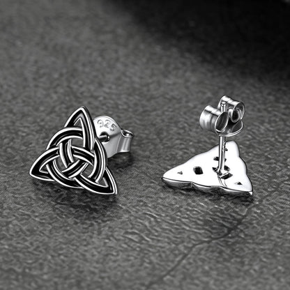 Flash S925 Black Celtic Knot Stud Earrings for