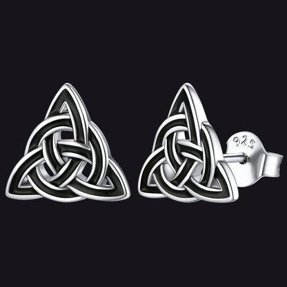 Flash S925 Black Celtic Knot Stud Earrings for
