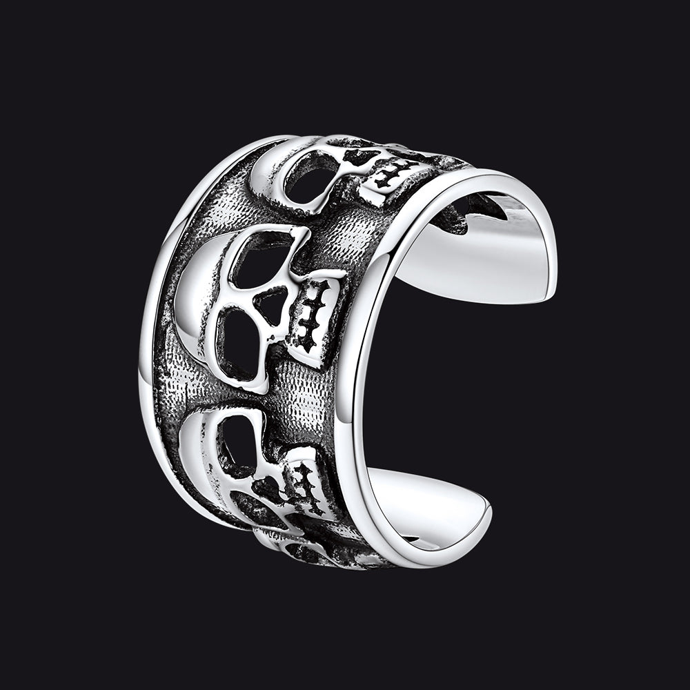Sterling Silver Skull Ear Cuff Earrings Non-piercing for