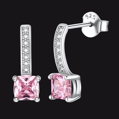 Dainty Birthstone Stud Drop Earrings for in Sterling Silver