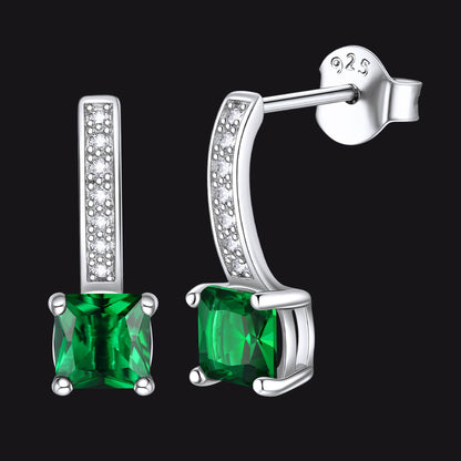 Dainty Birthstone Stud Drop Earrings for in Sterling Silver