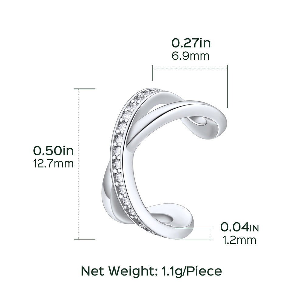 925 Sterling Silver Diamond Ear Cuff Earrings for
