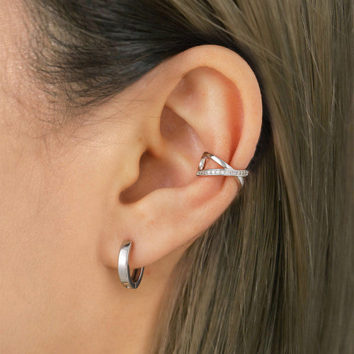 925 Sterling Silver Diamond Ear Cuff Earrings for
