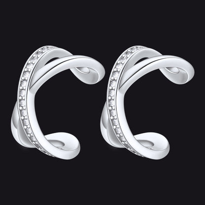 925 Sterling Silver Diamond Ear Cuff Earrings for