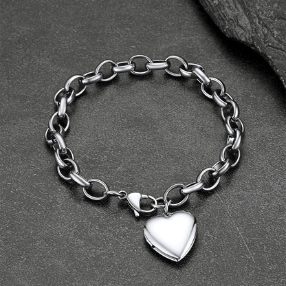 Personalized Heart Picture Locket Bracelet for Girlfriend
