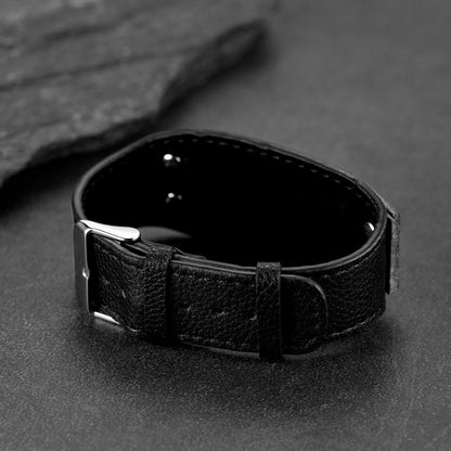 Personalized Picture Leather Bracelet Black Wristband for