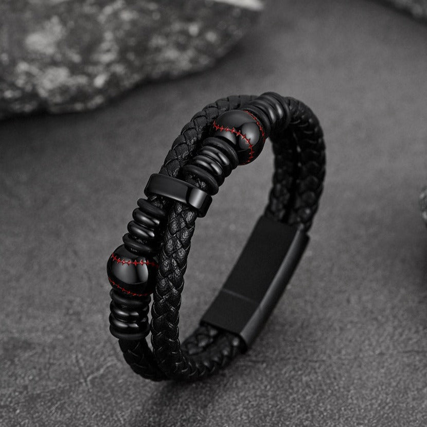 Sport Baseball Leather Cuff Bracelet Braided for
