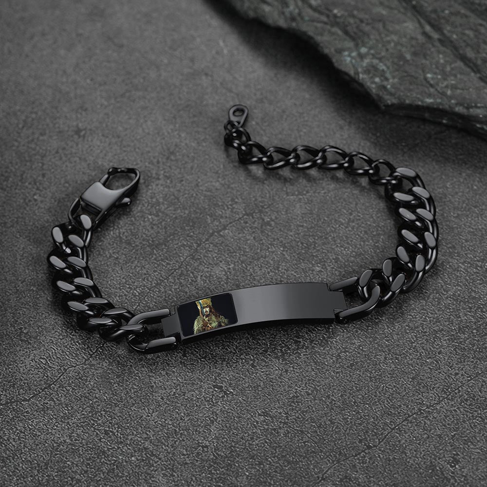 Personalized Nameplate Cuban Link Chain Bracelet With Picture for