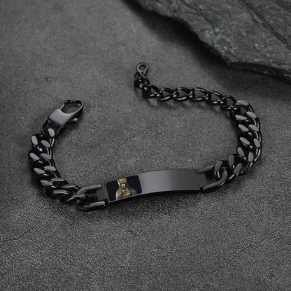 Personalized Nameplate Cuban Link Chain Bracelet With Picture for