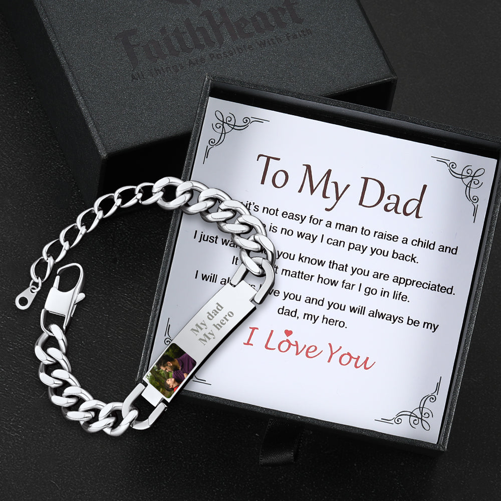 Personalized Nameplate Cuban Link Chain Bracelet With Picture for