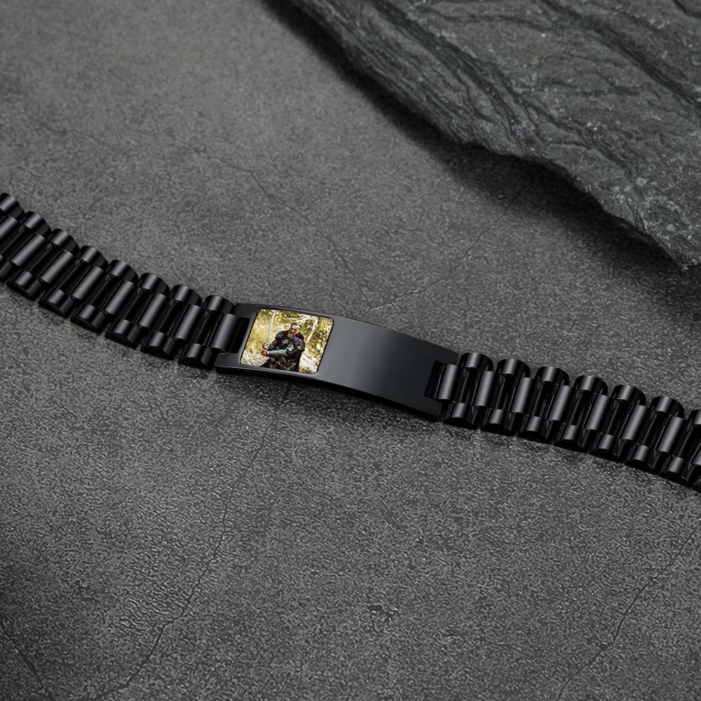 Customized Bar Watch Strap Chain Bracelet With Picture for