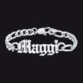 Engraved Name 6mm Figaro Link Chain Bracelet Gift for