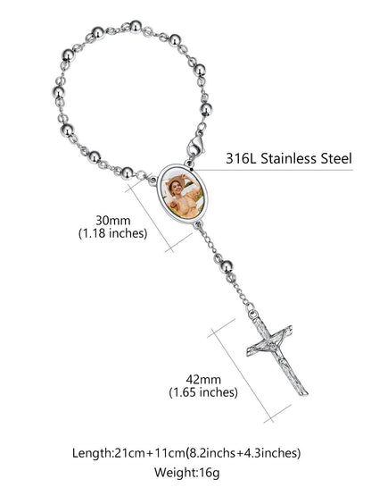 Custom Picture Rosary Beads Bracelets With Cross for