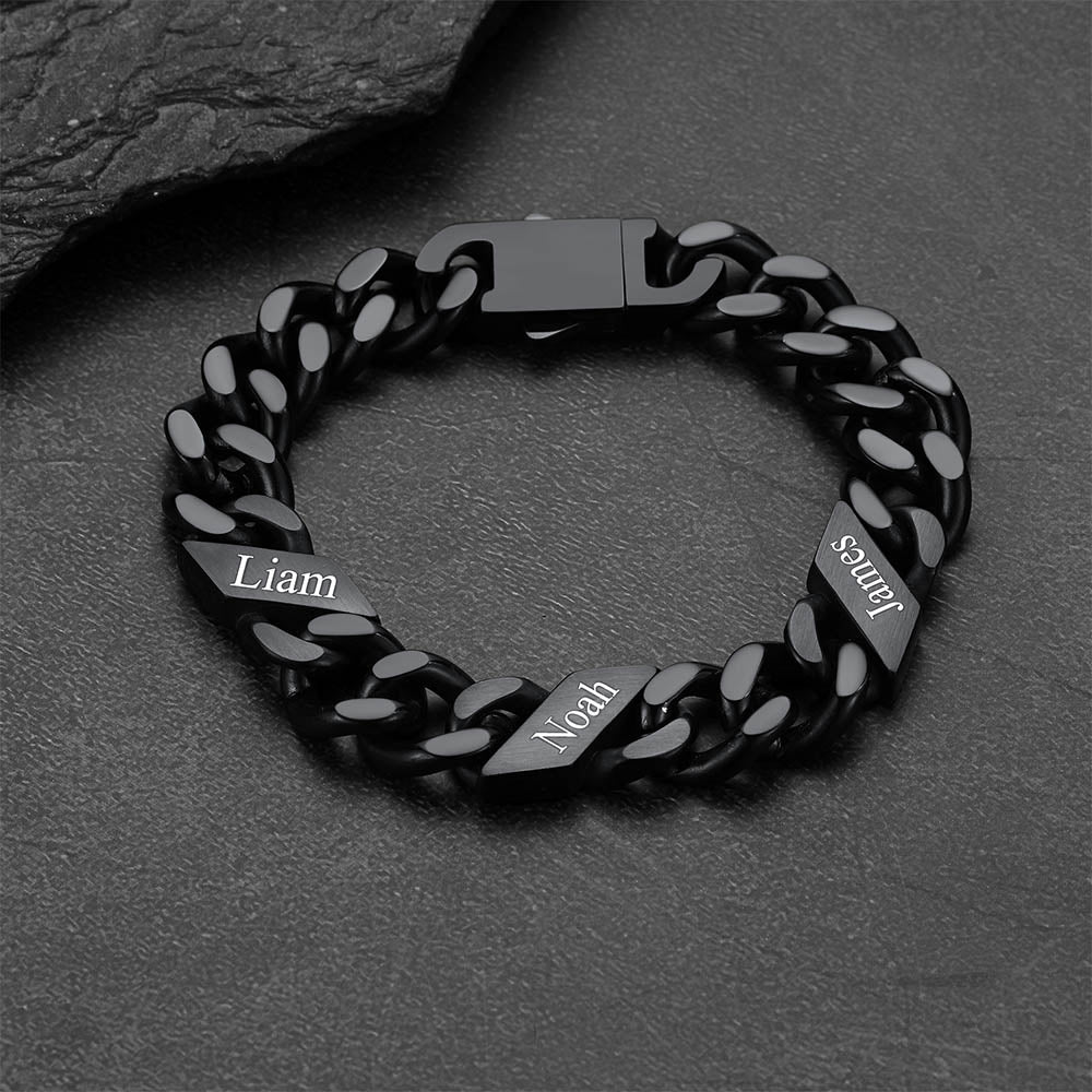 Custom Engraved Name Cuban Chain Bracelet for 7/9/12mm Width