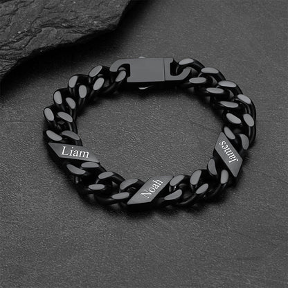 Custom Engraved Name Cuban Chain Bracelet for 7/9/12mm Width