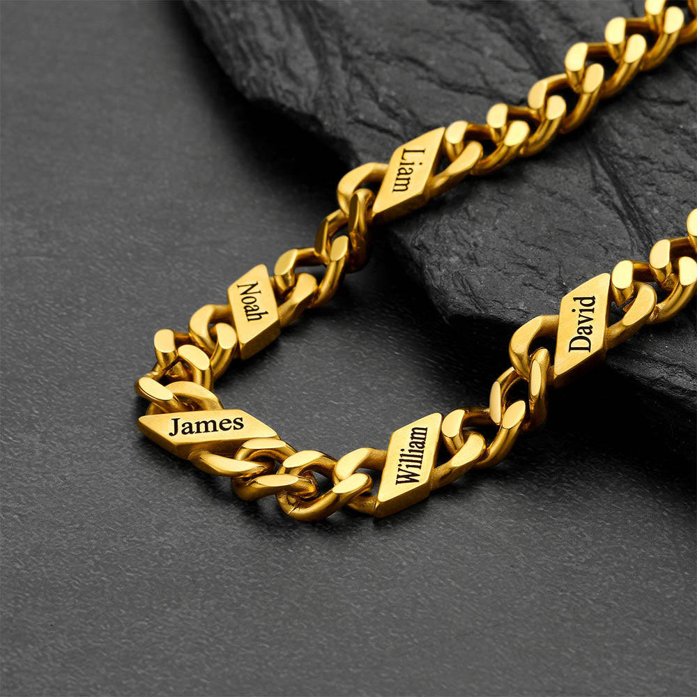Custom Engraved Name Cuban Chain Bracelet for 7/9/12mm Width