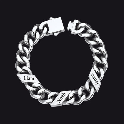 Custom Engraved Name Cuban Chain Bracelet for 7/9/12mm Width