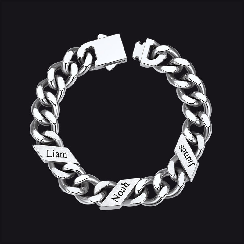 Custom Engraved Name Cuban Chain Bracelet for 7/9/12mm Width