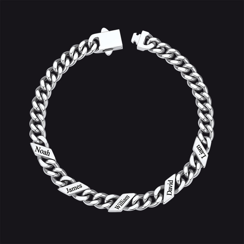 Custom Engraved Name Cuban Chain Bracelet for 7/9/12mm Width
