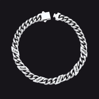 Custom Engraved Name Cuban Chain Bracelet for 7/9/12mm Width