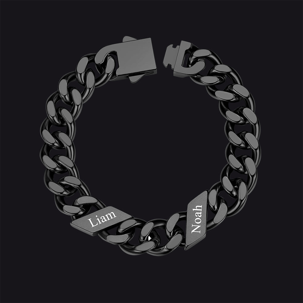 Custom Engraved Name Cuban Chain Bracelet for 7/9/12mm Width
