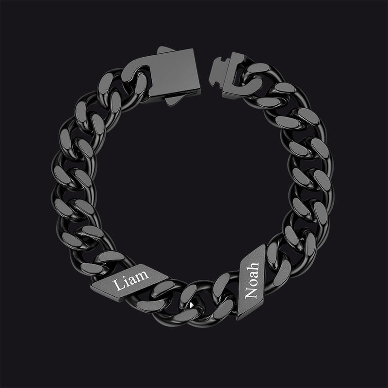 Custom Engraved Name Cuban Chain Bracelet for 7/9/12mm Width