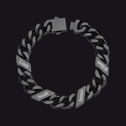 Custom Engraved Name Cuban Chain Bracelet for 7/9/12mm Width