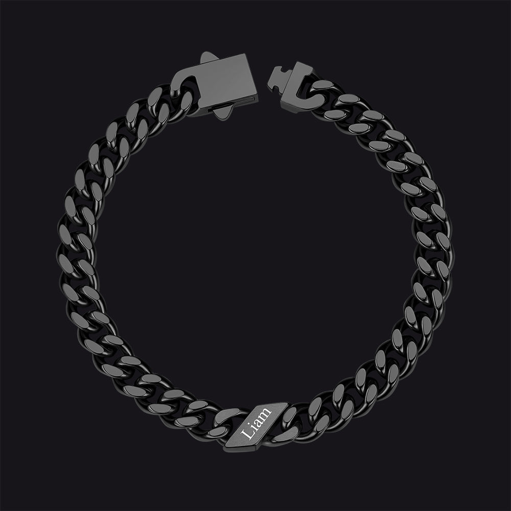 Custom Engraved Name Cuban Chain Bracelet for 7/9/12mm Width
