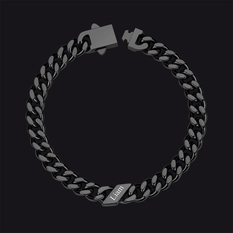 Custom Engraved Name Cuban Chain Bracelet for 7/9/12mm Width