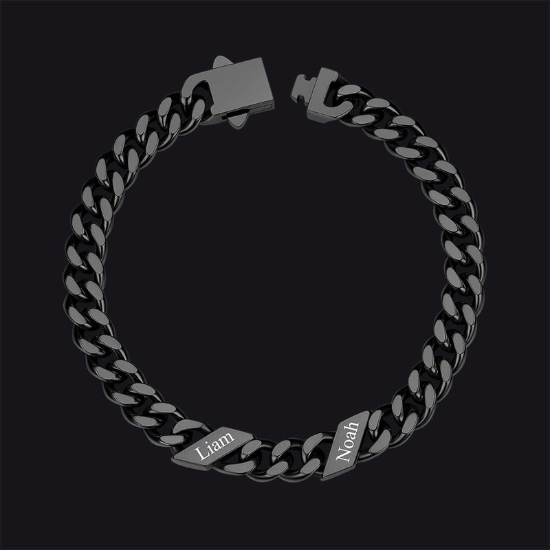 Custom Engraved Name Cuban Chain Bracelet for 7/9/12mm Width