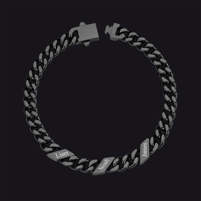 Custom Engraved Name Cuban Chain Bracelet for 7/9/12mm Width