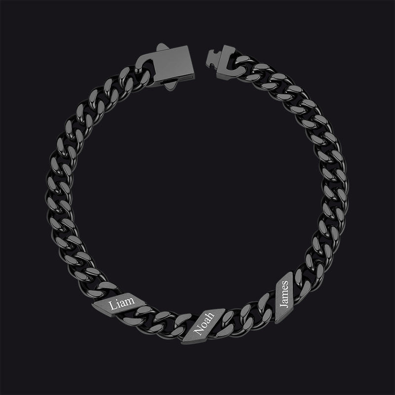 Custom Engraved Name Cuban Chain Bracelet for 7/9/12mm Width