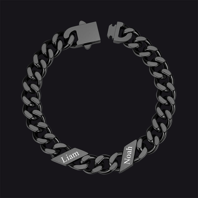 Custom Engraved Name Cuban Chain Bracelet for 7/9/12mm Width