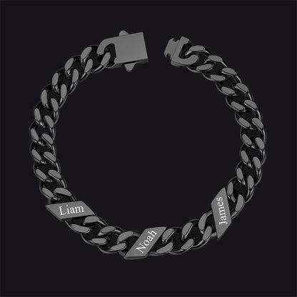 Custom Engraved Name Cuban Chain Bracelet for 7/9/12mm Width