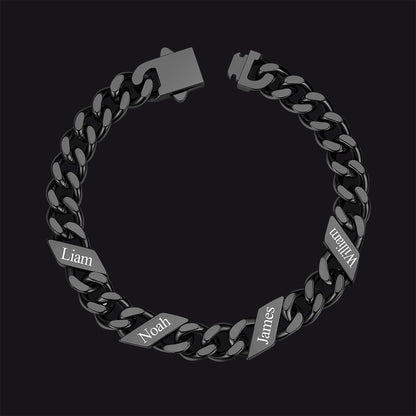 Custom Engraved Name Cuban Chain Bracelet for 7/9/12mm Width