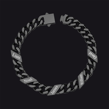 Custom Engraved Name Cuban Chain Bracelet for 7/9/12mm Width