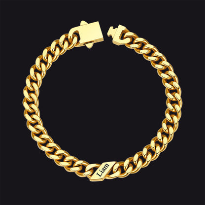 Custom Engraved Name Cuban Chain Bracelet for 7/9/12mm Width