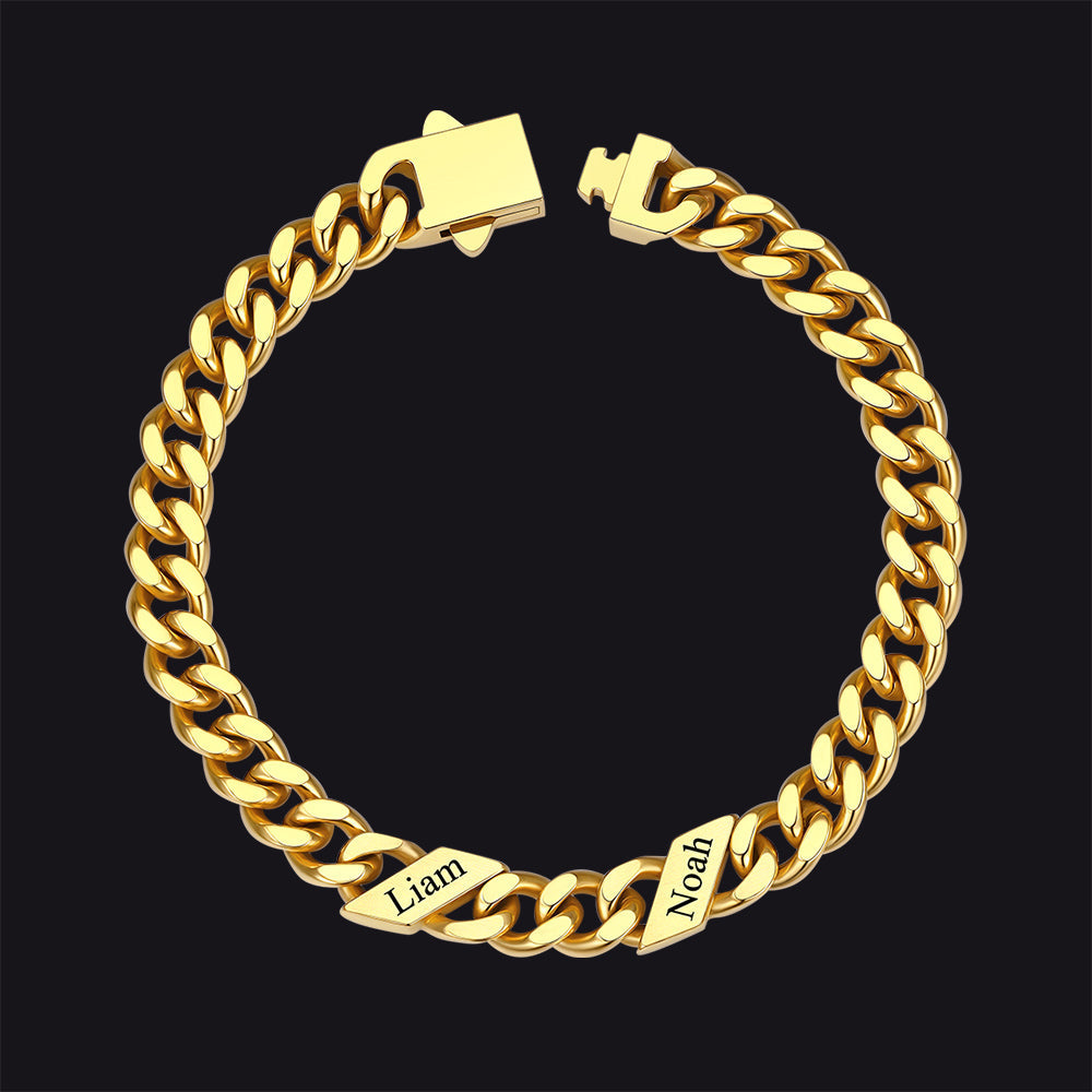 Custom Engraved Name Cuban Chain Bracelet for 7/9/12mm Width