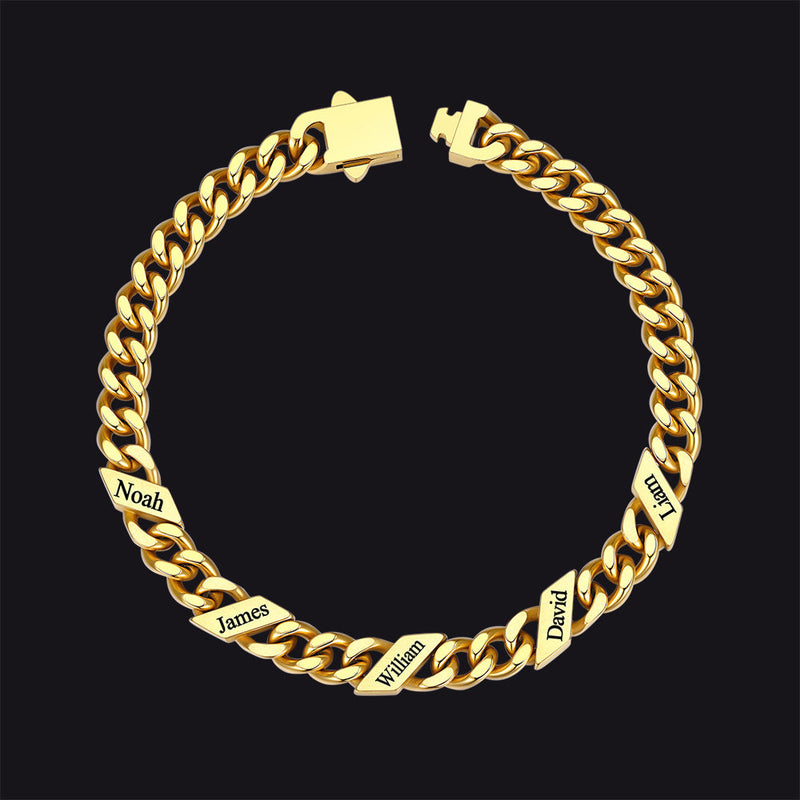 Custom Engraved Name Cuban Chain Bracelet for 7/9/12mm Width